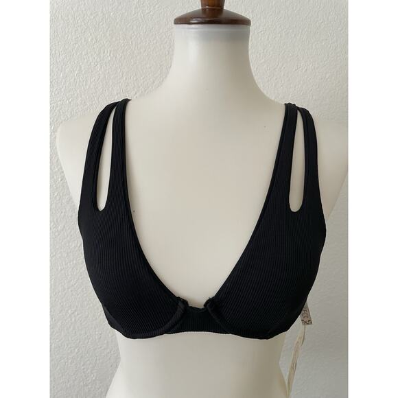 Becca Swim Bikini Top Ribbed Cut Out Swimwear - Picture 1 of 10